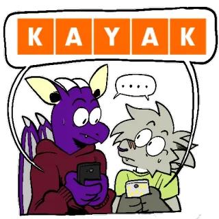 🛩 b39a3ba3 KAYAK dragon, furry, animal, anthropomorphic, cartoon, humor, text telegram sticker