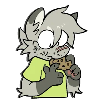 🍪 ccc0c75c cartoon, eating, cookie, anthropomorphic, furry, animal, illustration telegram sticker