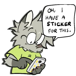 🔍 d5a645e8 OH, I HAVE A STICKER FOR THIS. sticker, cartoon, funny, expression, message, illustration telegram sticker
