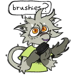 🖌 d9e63e92 brushies? furry, animal, cute, brush, question telegram sticker