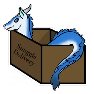 🐲 86f27d4c Snuggle Delivery naga, peluk, pengiriman, kotak, imut, binatang, stiker whatsapp sticker