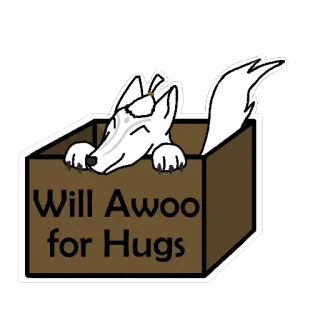 🐺 e5565126 Will Awoo for Hugs binatang, anjing, serigala, awoo, peluk, kotak, imut whatsapp sticker