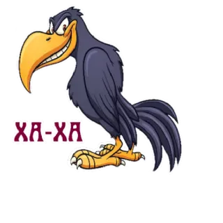 😎 52cb9371 XA-XA corbeau, oiseau, dessin animé, rire, animal whatsapp sticker