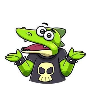 🤷 0429dfb3 cá sấu, động vật, bò sát, hoạt hình, biểu cảm, bối rối, không chắc chắn, đầu lâu telegram sticker