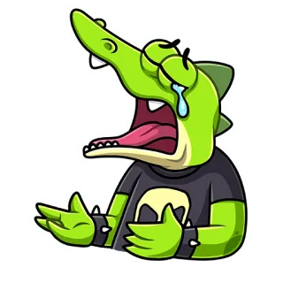 😢 32aca851 cá sấu, khóc, hoạt hình, nhãn dán, cảm xúc, buồn, bò sát, nhân vật telegram sticker