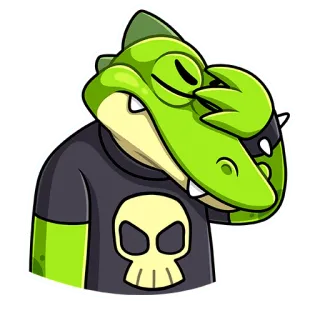 🤦 7694a148 hoạt hình, cá sấu, đầu lâu, nhãn dán, xanh lá telegram sticker
