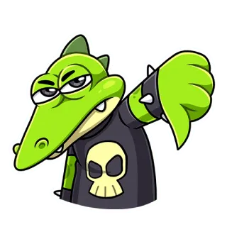 👎 8865d787 cá sấu, hoạt hình, thích xuống, bò sát, đầu lâu, nhãn dán, tiêu cực telegram sticker