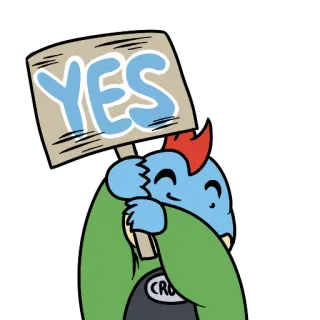 👍 9851d956 YES oui, signe, dessin animé, approbation, affirmatif telegram sticker