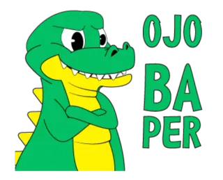 😙 99b9431b OJO
BAPER caimán, cocodrilo, dibujo animado, pegatina, verde whatsapp sticker