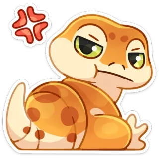 😐 983082d2 도마뱀, 게코, 화난, 만화, 귀여운, 동물 whatsapp sticker