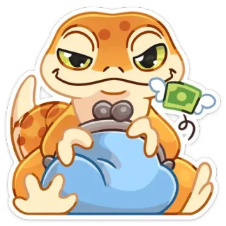 💸 bd48cf73 도마뱀붙이, 돈, 만화, 지갑, 동물, 금융 whatsapp sticker
