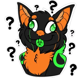 🤔 b9505de1 동물, 생물학적 위험, 물음표, 초록색, 만화 telegram sticker