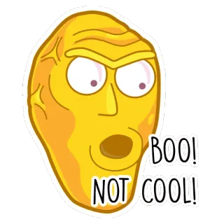 😠 e21825c6 BOO! NOT COOL! 絵文字, ブー, ダサい, 表情, 黄色, 漫画 telegram sticker
