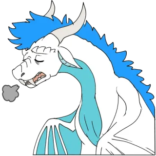 😮‍💨 15c6a105 Drache, Fantasy, Kreatur, Cartoon, Weiß, Blau telegram sticker