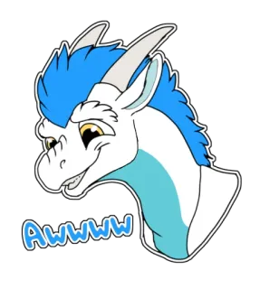 🥰 3d2030dd Awwww Drache, Fellwesen, niedlich, Cartoon, blau, weiß telegram sticker