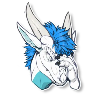 😑 84f73fc6 Drache, Furry, Anthro, Blau, Weiß, Traurig telegram sticker