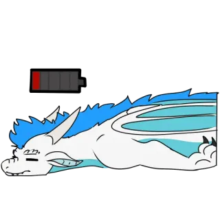 😵 d018dd50 Drache, Akku leer, erschöpft, müde, schlafend telegram sticker