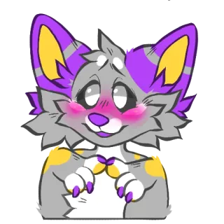 ☺️ 083124f9 여우, 만화, 동물, 귀여운, 카와이, 보라색, 노란색 telegram sticker