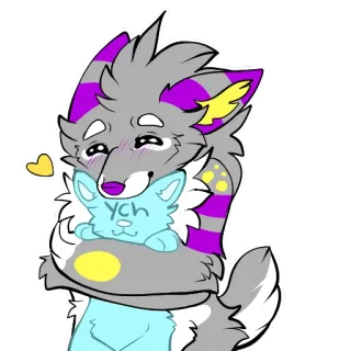 🥰 0ae802ae ych 퍼리, 수인, 귀여운, 훈훈한, 동물, 포옹, 만화 telegram sticker