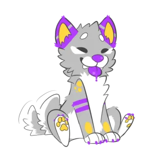 😋 2c967e0f 개, 강아지, 동물, 귀여운, 만화, 보라색, 노란색 telegram sticker