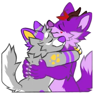 🤗 3352f8c1 퍼리, 수인, 늑대, 여우, 포옹, 애정, 만화 telegram sticker