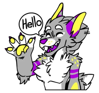 😁 54b1f8c5 Hello 퍼리, 동물, 만화, 친절한, 인사, 안녕하세요, 손 흔드는 telegram sticker