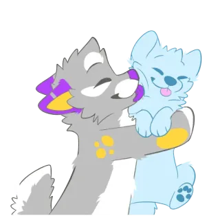 😘 62ca5318 동물, 귀여운, 털복숭이, 만화, 늑대, 개, 우정, 포옹 telegram sticker