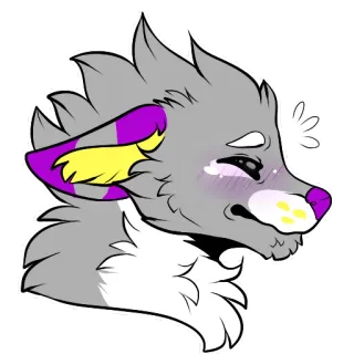 😳 7256ebeb 퍼리, 늑대, 만화, 귀여운, 보라색, 노란색 telegram sticker