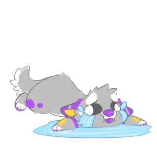 😥 7e214246 개, 만화, 귀여운, 동물, 누워있는, 스티커 telegram sticker