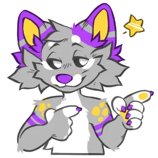 ⭐️ 8314cbac 퍼리, 늑대, 가리키는, 동물, 캐릭터 telegram sticker
