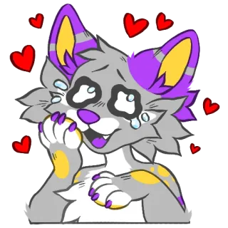 🥰 85c269bd 퍼리, 동물, 만화, 귀여운, 사랑, 하트, 행복한, 감정적인 telegram sticker