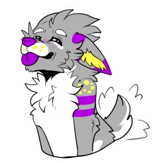 😚 be7368cd 스티커, 강아지, 동물, 만화, 회색, 보라색, 노란색 telegram sticker