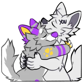 ❤️ c4c8cf03 you 퍼리, 늑대, 포옹, 만화, 애정, 귀여운, 훈훈한 telegram sticker