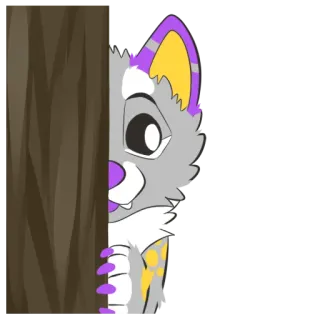 😶 d69e1db0 동물, 늑대, 만화, 귀여운, 숨다, 엿보기, 털 telegram sticker