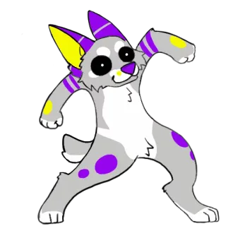 😶 ee2f9363 퍼리, 동물, 댄스, 만화, 캐릭터, 보라색, 노란색, 의인화 telegram sticker