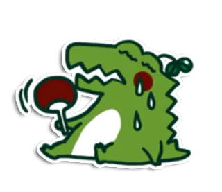 🐊 01892ecd 악어, 만화, 땀, 선풍기 telegram sticker