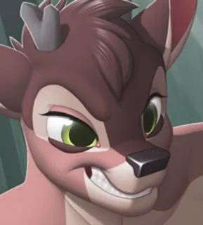 👿 960baa9b 鹿, 動物, 毛むくじゃら, 漫画, ポートレート telegram sticker