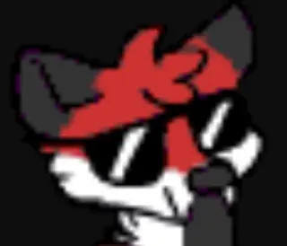 🦊 023db8f4 furry, anthro, animal, cartoon, glasses, red, black, white telegram sticker