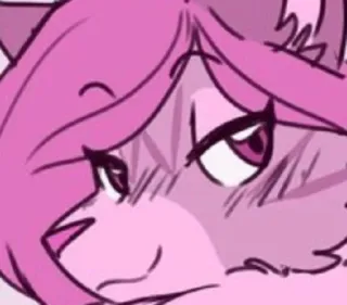 😏 355259bc furry, anthropomorphic, cartoon, animal, character, pink, wolf, art telegram sticker