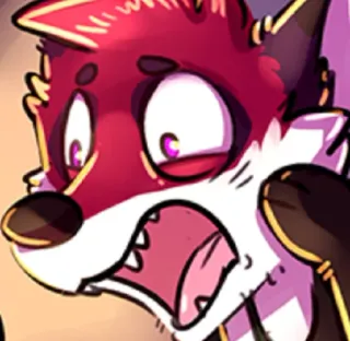 😨 43d0ee77 furry, cartoon, fox, animal, expression, shocked, fursona telegram sticker