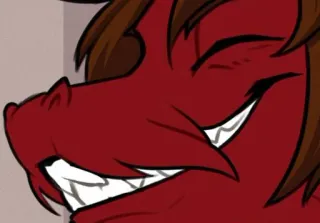 😁 c94404da cartoon, animal, red, creature, smile telegram sticker