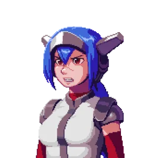 😡 058eec8d videogame, pixel art, vrouwelijk personage, sciencefiction, boze uitdrukking telegram sticker