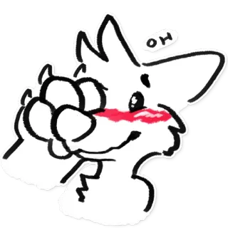 😳 0a8fb44e OH furry, gêné, mignon, rougissant, chien, dessin animé whatsapp sticker