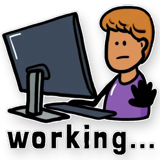 💻 4fd2d414 working... 일, 컴퓨터, 만화, 스티커, 바쁜 telegram sticker