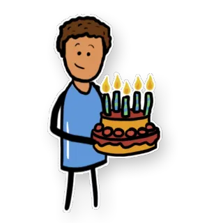 🤡 7493bb58 생일, 케이크, 축하, 만화, 행복 telegram sticker
