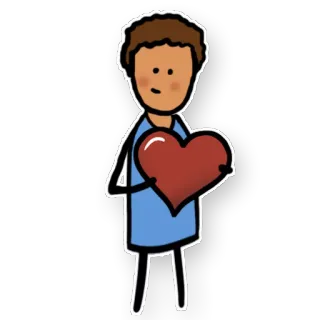 ❤ e8ac6aef 만화, 하트, 사랑, 발렌타인 데이, 사람, 캐릭터, 막대 인간, 친절 telegram sticker