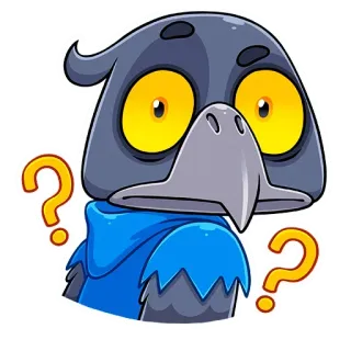 ❓ 09439697 นก, คำถาม, การ์ตูน, สับสน telegram sticker