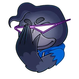 🤓 5883774d อีกา, นก, แว่นตา, เท่, สัตว์ telegram sticker