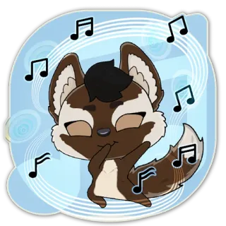 💃 1cf7f600 лиса, животное, музыка, милый, мультфильм, ноты telegram sticker