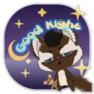 🥱 6e10594c Good Night спокойной ночи, сонный, животное, мультфильм, луна, звезды, ночь telegram sticker